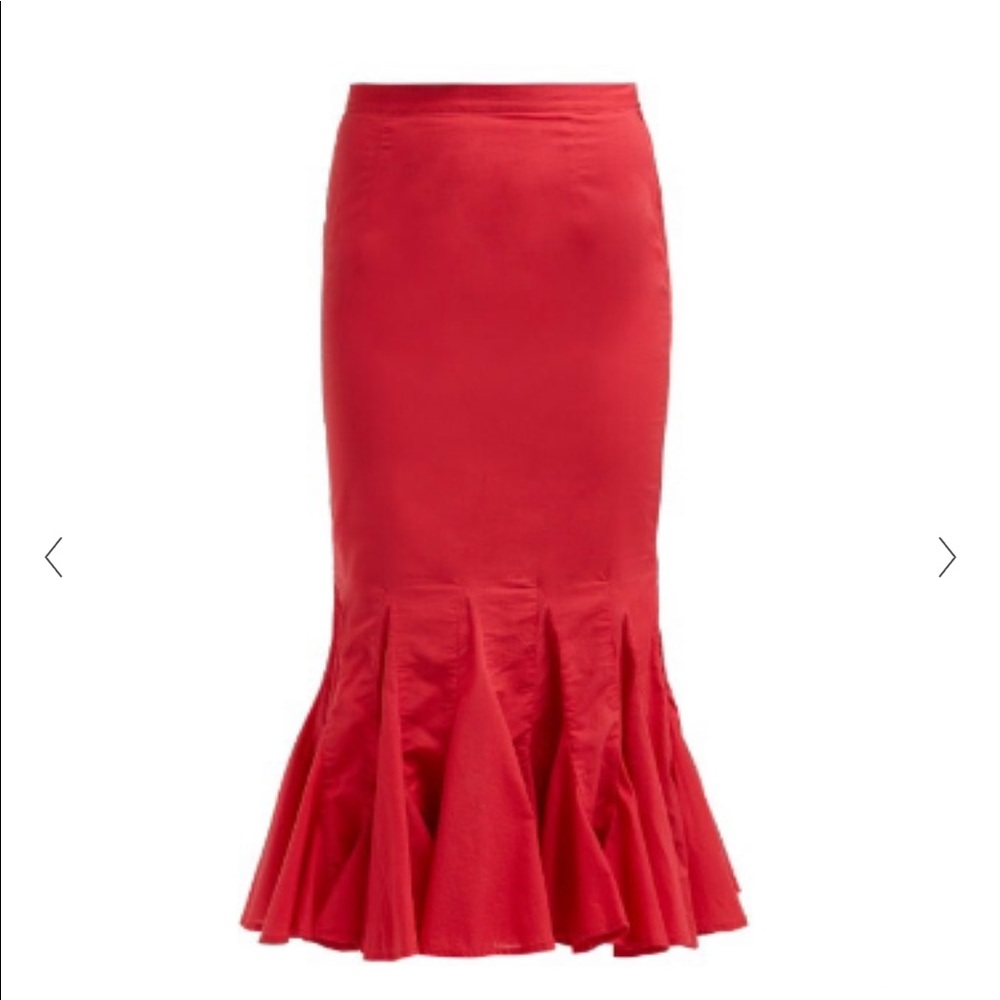 Rhode Sienna fishtail cotton midi skirt